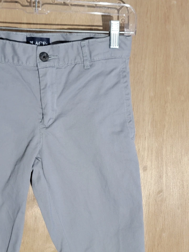 childrens place chino pants boys 8 straight flat front adjustable waist gray - Image 3 of 4