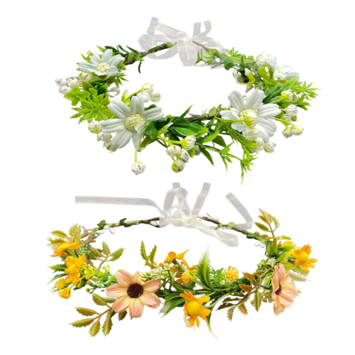 2 Stück Blumenkranz Blume Krone Stirnband Braut Kopfstück, Blumenkranz Künstlich - Bild 1 von 7