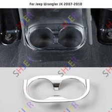 For Jeep Wrangler JK 2007-2010 Chrome Silver Interior Rear Cup Holder Cover Trim