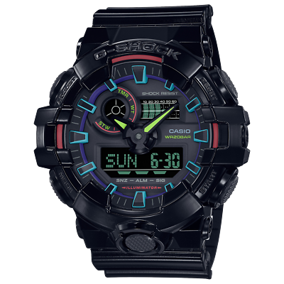 CASIO G-SHOCK GA-700RGB-1AJF Virtual Rainbow Gamer's RGB Analog