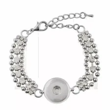 Snap Jewelry Rhinestone Crystal Bracelet Fits 18-20mm Ginger Snaps 6.5" + 2" Ext