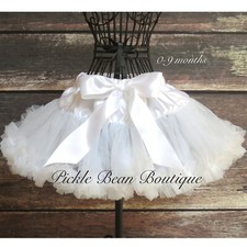 NEW Girls 0-9 mo White Pettiskirt Tutu and Ruffle Bloomers, Infant Newborn Baby