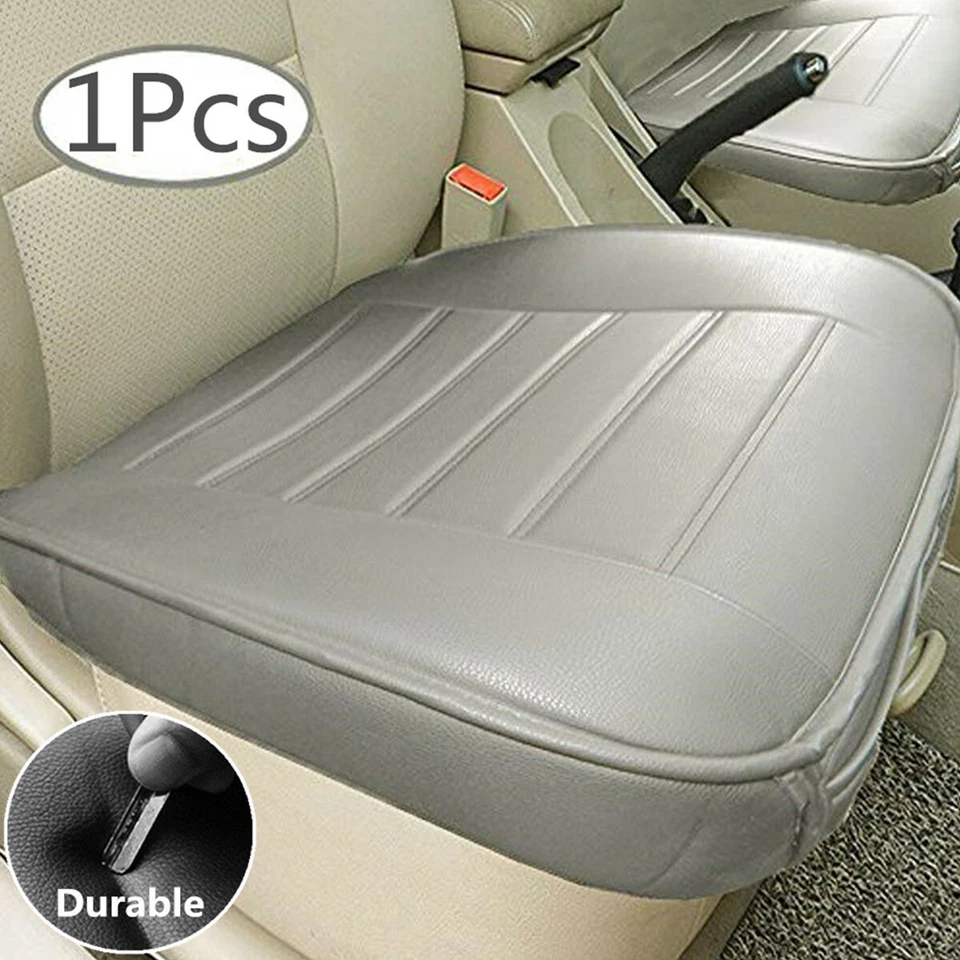 1 par de fundas de asiento de coche de lujo de cuero PU gris envolvente cojín transpirable Foto 2 de 4