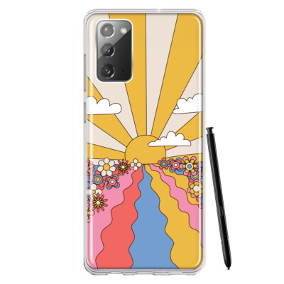 Mundaze Case for Samsung Galaxy Note 20 Cover Retro Sunset Flower Field