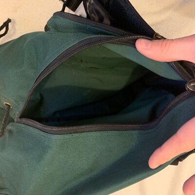 G.H. BASS & CO Canvas Backpack With Leather Trim, Olive Green GH Bass & Co Outdoor Gear Green Canvas & Leather Backpack | eBay main image 2