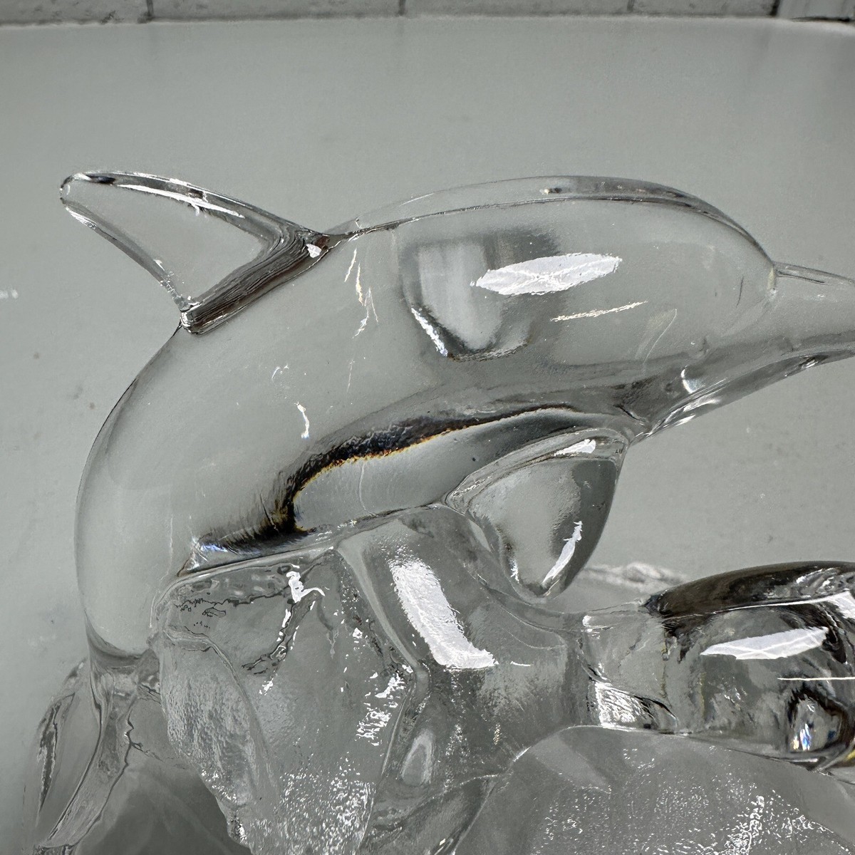 VINTAGE Cristal D'Arques Glass Crystal DOLPHIN Figurines