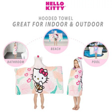 Adorable Hello Kitty Kids Hooded Towel Soft  Absorbent Cotton  Bath 24 X 50