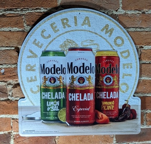 Modelo Chelada Limon Cerveza Tamarindo Metal Beer Bar Tin Tacker Sign