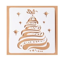 Christmas Tree Stars Drawing Art Painting Card Craft 5x5 Inch Template Stencil