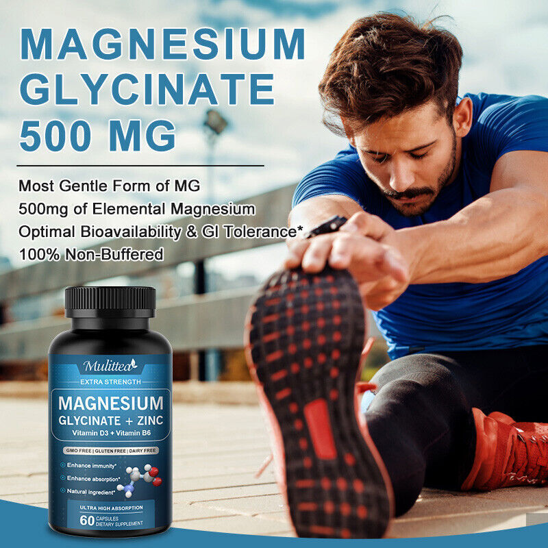 Magnesium Glycinate 500MG With Zinc For Improved Sleep, Stress
