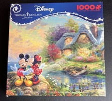Ceaco - Thomas Kinkade - Disney - Mickey  Minnie - Sweetheart Cove - 1000 Piece