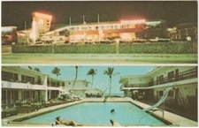 Heathwood Resort Motel, Collins Ave, Miami Beach FL, Vintage Split View Postcard