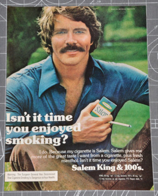 Salem King Cigerette (Man in Blue Shirt) - 1977 Vintage Print Ad