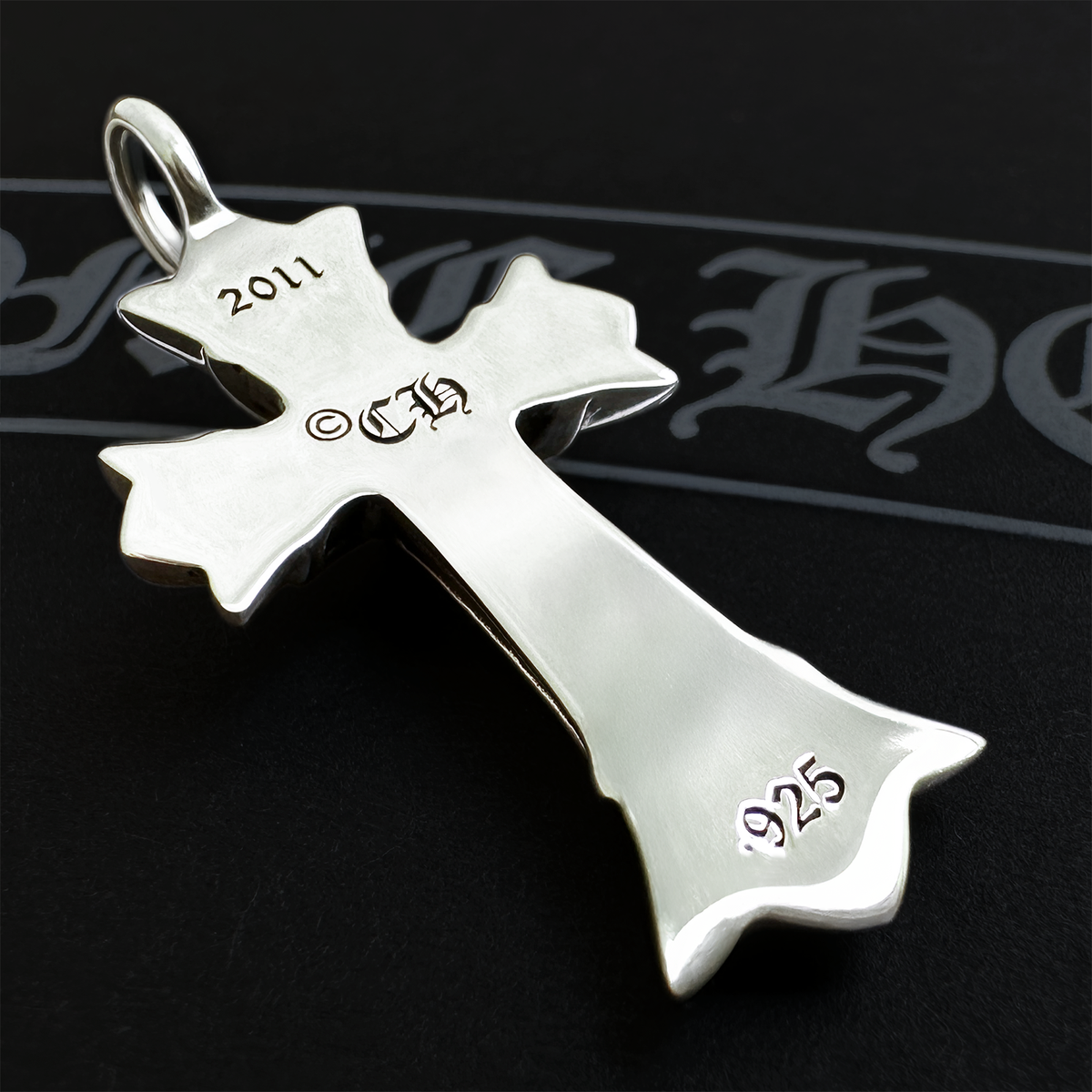Authentic Chrome Hearts Small Double Cross Charm + CH Pouch and