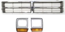 3-piece Grille Kit For Dodge Full Size Pickup 1986-1990 With Headlight Doors 3-piece Grille Kit For Dodge Full Size Pickup 1986-1990 With Headlight Doors