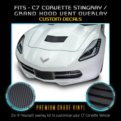 For C7 Corvette Stingray Grand Sport Hood Vent Blade Decals - Matte Carbon Fiber