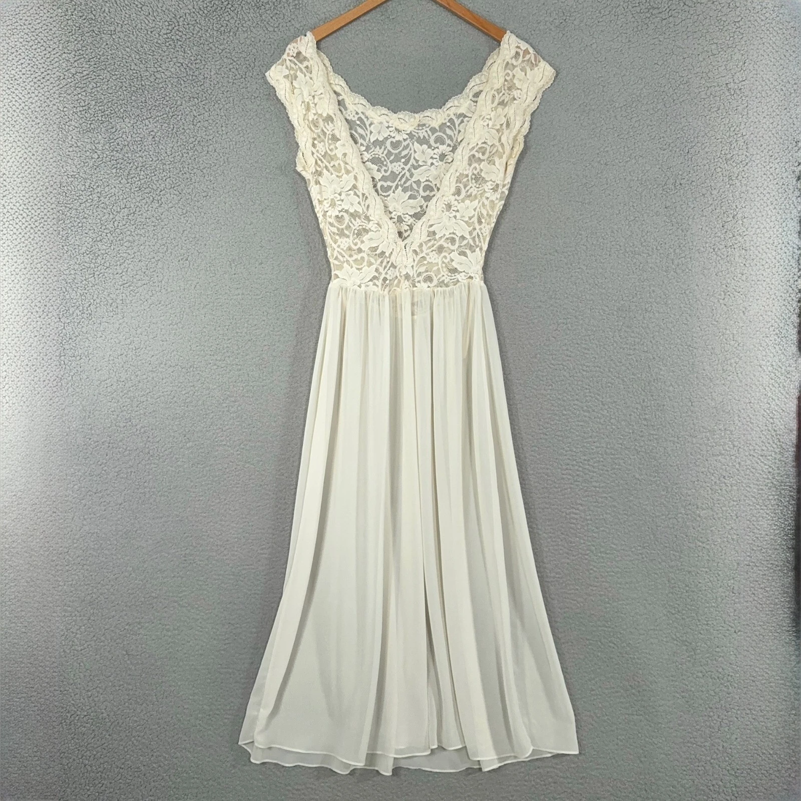 UNDERCOVER Abito slip vintage Victorias Secret donna medio panna lungo pizzo Y2K coquette