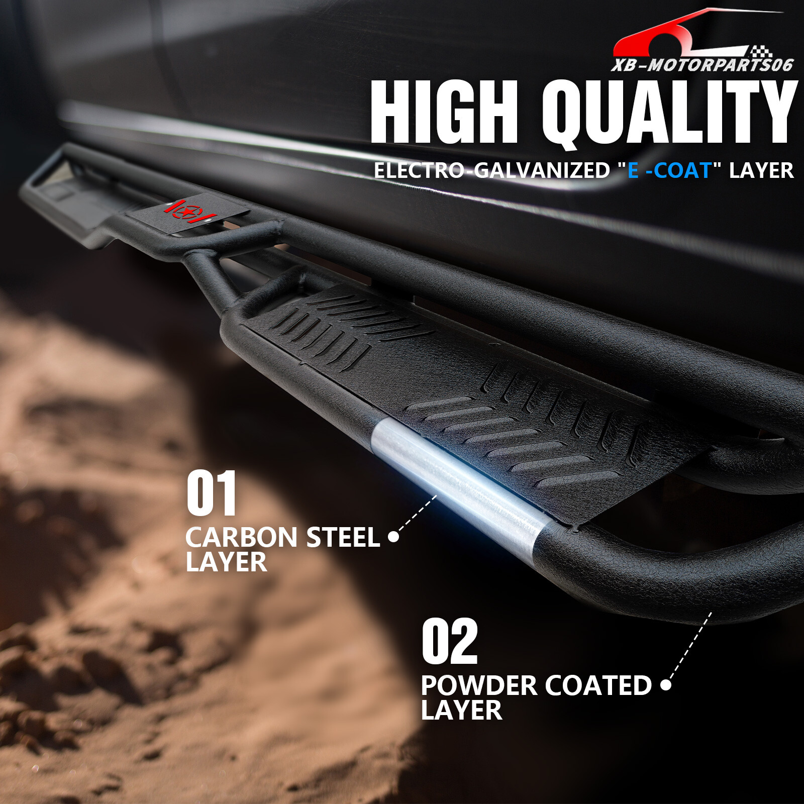 6'' Running Boards For 2019-2025 Ford Ranger Supercrew Cab Side Rails Nerf Bar