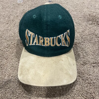 Vintage Starbucks Strap-back Hat Green Wool Made In USA  display picture 1