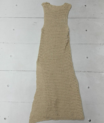 HYKE ハイク24SS MESH SLEEVELESS DRESS-BEIGE 限定アイテム＞MESH SLEEVELESS DRESS-BEIGE-メッシュスリーブ
