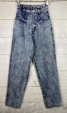 Vtg Panhandle Slim Jeans Womens 3/4 Acid Wash Pleated Ruffle Rodeo Cowgirl USA