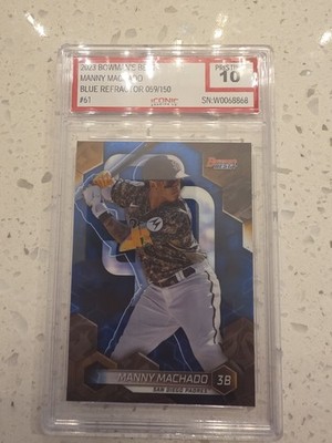 2023 Bowman's Best - Manny Machado #61 Blue Refractor 59/150 Iconic Grade 10