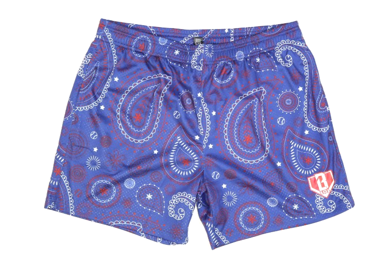 Baseball Lifestyle 101 Paisley Shorts Blue ADULT Mesh Patriotic