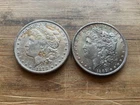 US Morgan Silver Dollars 2 coins circulated details Pre 1904 Lot F11