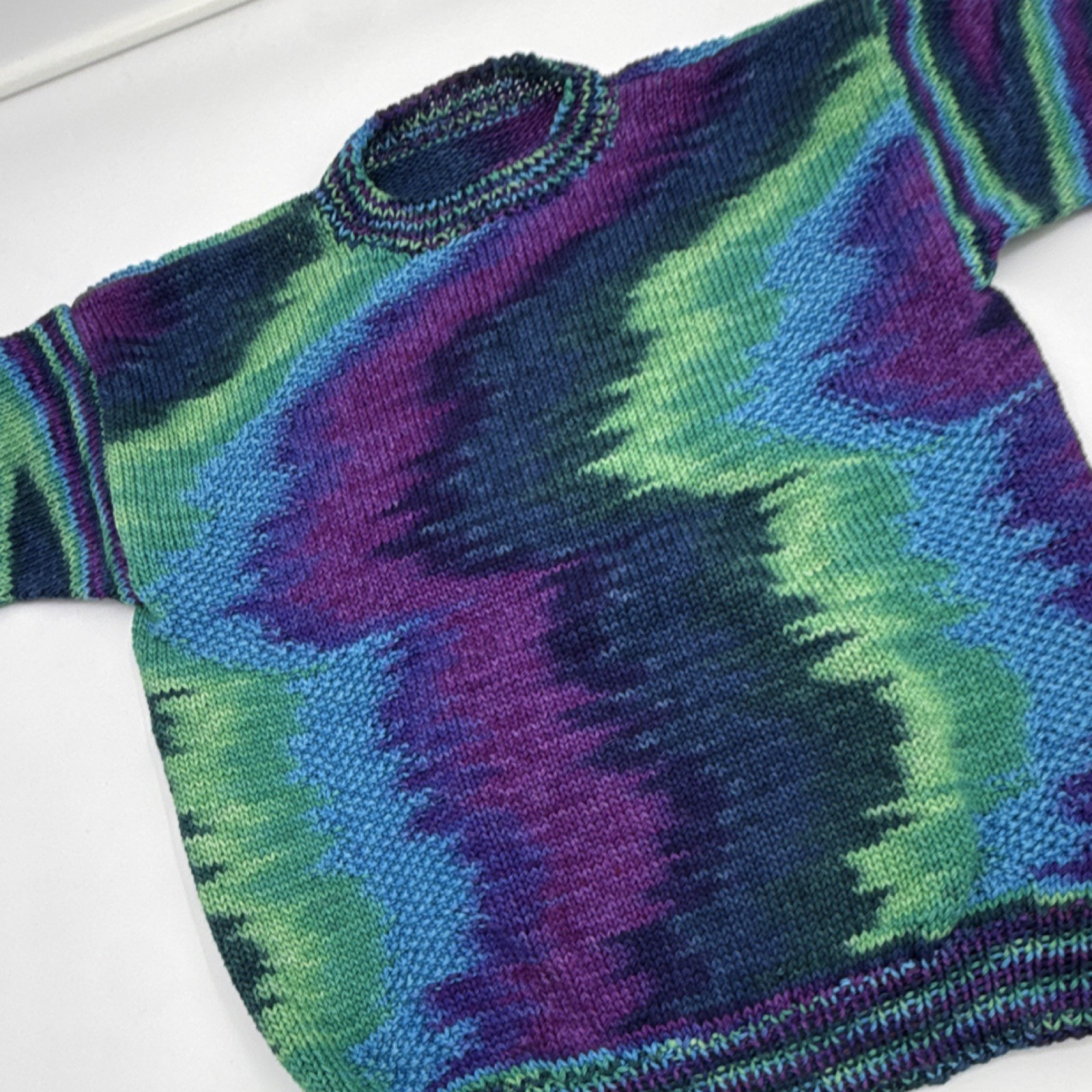 Handmade Multicolor Knitted Pullover Sweater Shor… - image 7