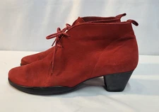 Arche Ln Red Suede Lace Up Ankle Booties Shoe Boots Sz 40, US 9-9.5