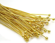 200pc 50mm Gold Brass Jewelry Head Pins 22 Gauge Nickel Free for Earrings