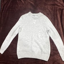 Sonoma Men's Gray Cotton Knit Crewneck Pullover Sweater Ribbed Tight-Knit M