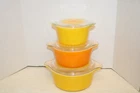 Set of 3 Vintage Pyrex® Yellow Orange Sunflower Nesting Casserole Dishes w/Lids