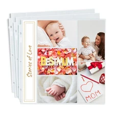 Dunwell Photo Album Refill Pages 12x12 (4x6 Mixed Layout), 100 Pack Holds 100...