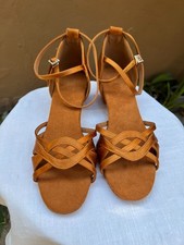 Ballroom Dance Copper Satin Colored High Heels Suede Soles Size 9