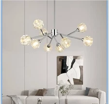 30'' Sputnik Chandeliers Modern Crystal 9 Lights Chrome