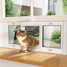 Adjustable Aluminum Cat Window Door - Weatherproof, No-Drill, 4 Locking Modes
