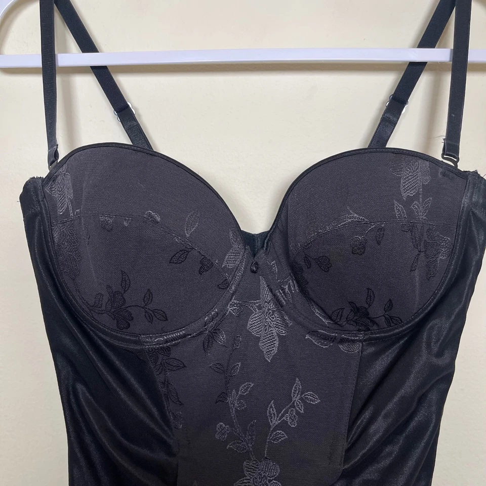 Body floral negro Bali B40 con aros correas ajustables lencería prendas moldeadoras Foto 3 de 4