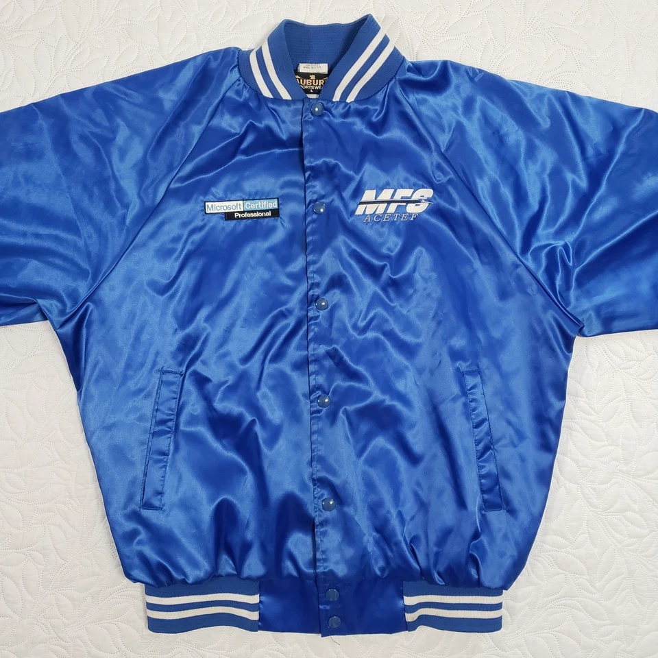 Chaqueta Simuladora de Vuelo Tripulada Microsoft De Colección Talla Grande Satinada Hecha en EE. UU. Foto 4 de 4