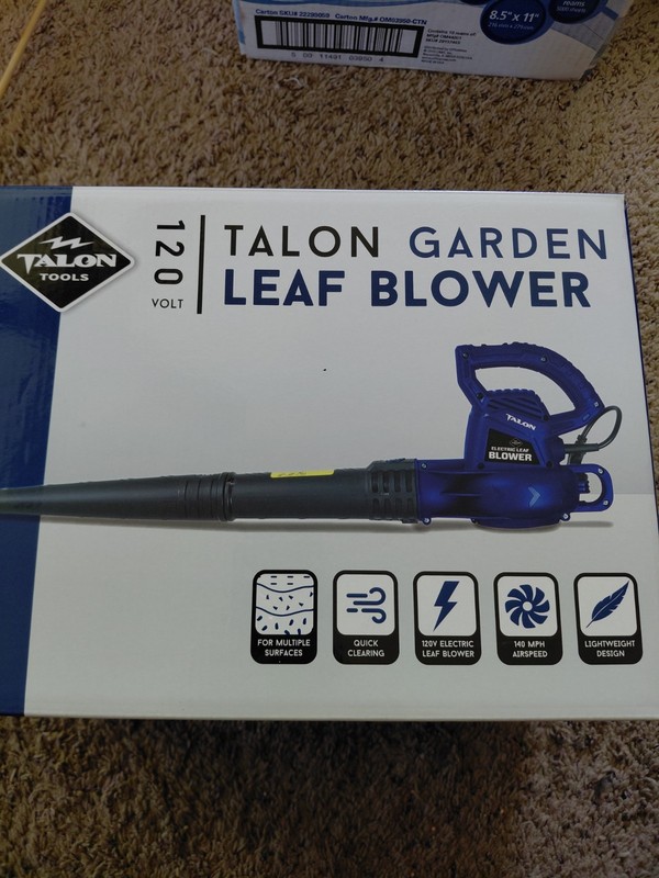 Talon Tools Leaf Blower 120V Corded Electric 140 MPH Lightweight Blue/Black
