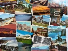 100 vintage postcards lot US city & state views | landmarks, roadside, ephemera
