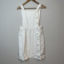 NWT Fantastic Fawn Ivory Denim overall skirt size Large buttons clueless