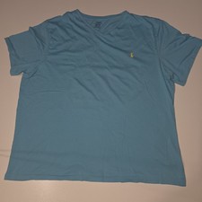 Polo Ralph Lauren T Shirt Mens XXL Blue V Neck Short Sleeve Pony Logo Casual Tee