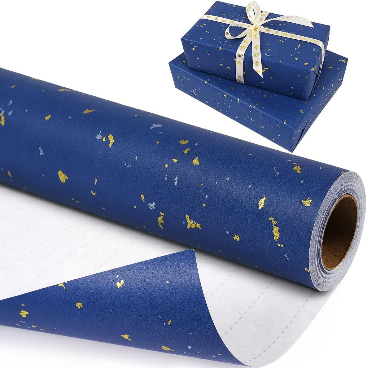 Roll - 17inch X 33 Feet, Navy Blue Gift Wrapping Paper