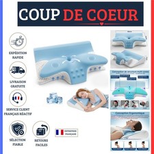 Oreiller Cervical Ergonomique Mémoire de Forme 2 en 1 Anti-Ronflement 60x42 cm