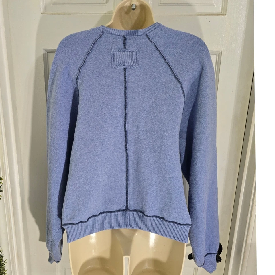 Sudadera Pullover We The Free People Dobladillo Crudo Calce Relajado Azul Lagenlook Boho Foto 3 de 4