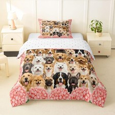 Cute Dog Bedding Set Cartoon Animal Pattern Comforter Set for Boys Girls Pet ...