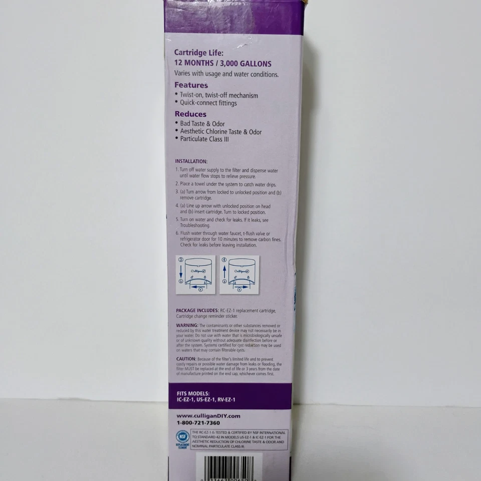 Culligan RC-EZ-1 Better Taste & Reduced Odor Replacement Cartridge New - Image 4 of 4