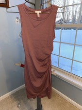 Leith Ruched Bodycon Sleeveless Dusty Rose Dress Sz XS Minimalist Curve Hugging