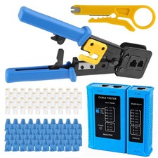 RJ45 Crimp Tool Kit Pass Thru Cat5 Cat5e Cat6 RJ45 Crimping Tool with RJ45 Ca...
